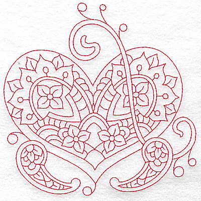 Embroidery Design: Heart 2 Large 6.18w X 6.20h