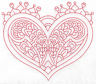 Embroidery Design: Heart 6 Large 6.23w X 5.32h
