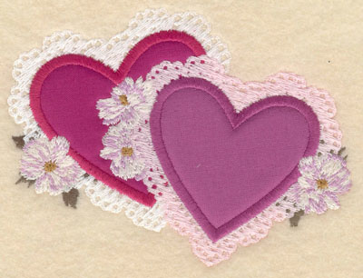 Embroidery Design: Small two heart appliques5.02w X 3.86h