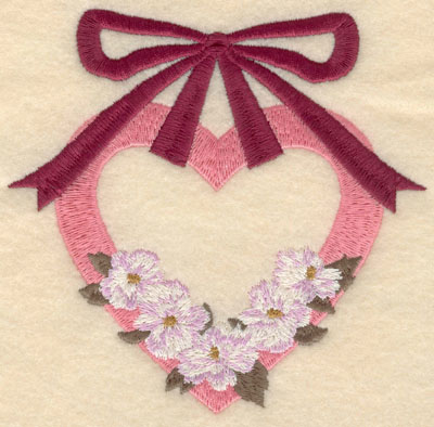 Embroidery Design: Small heart with hanging ribbon5.01w X 4.90h