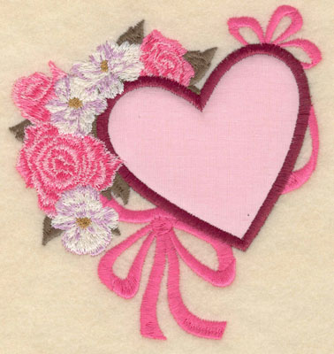 Embroidery Design: Small heart applique with flowers4.68w X 5.01h