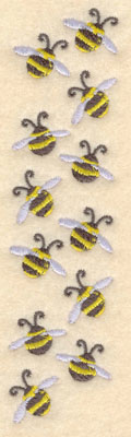 Embroidery Design: Row of bees1.50w X 5.95h