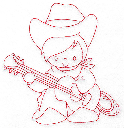 Embroidery Design: Cowboy playing guitar large 5.40w X 5.78h