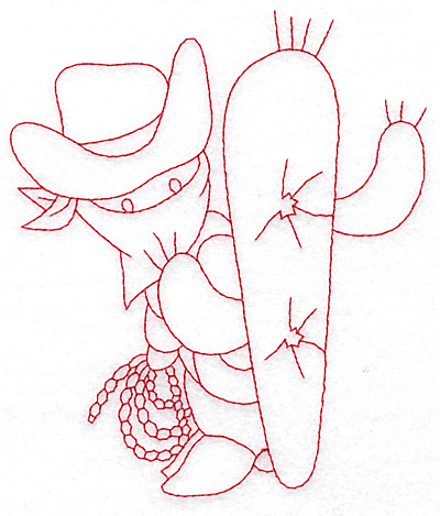 Embroidery Design: Cowboy bandit and cactus large 4.94w X 5.80h