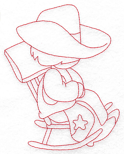 Embroidery Design: Cowboy in rocking chair large 4.65w X 5.71h
