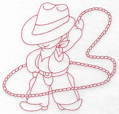 Embroidery Design: Cowboy with lasso large 5.77w X 5.48h