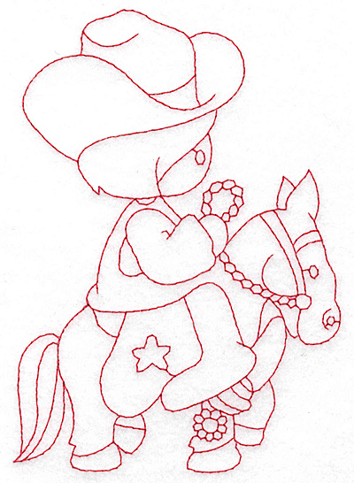Embroidery Design: Cowboy on horse large 4.13w X 5.78h