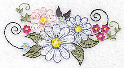 Embroidery Design: Daisy trio large 4.81w X 2.58h