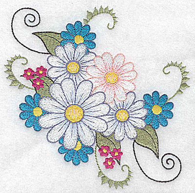Embroidery Design: Bunch of daisies 4.94w X 4.97h