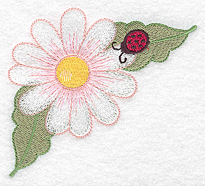Embroidery Design: Daisy and ladybug large 3.87w X 3.54h