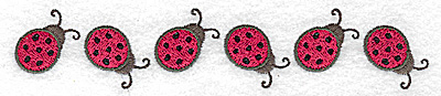 Embroidery Design: Row of ladybugs 5.86w X 1.14h