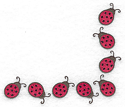 Embroidery Design: Ladybug corner 4.82w X 4.14h