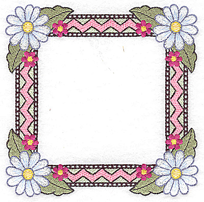 Embroidery Design: Daisy frame 4.95w X 3.96h