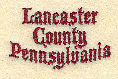 Embroidery Design: Lancaster County Pennsylvania2.97w X 1.82h