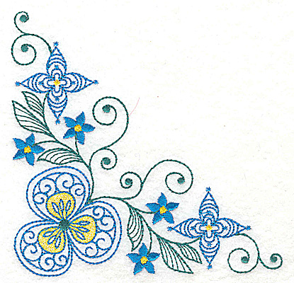 Embroidery Design: Floral corner design B large 4.98w X 4.96h