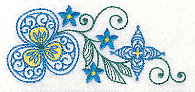 Embroidery Design: Floral design B 3.86w X 1.68h