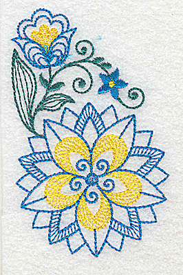 Embroidery Design: Floral design E 2.36w X 3.83h