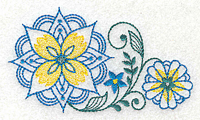 Embroidery Design: Floral design H 3.82w X 2.23h