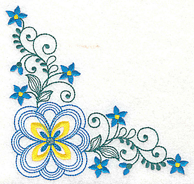 Embroidery Design: Floral corner design J large 4.98w X 4.98h