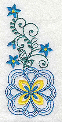 Embroidery Design: Floral design J 1.72w X 3.86h