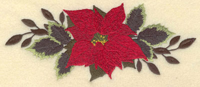 Embroidery Design: Poinsettia with Leaves on either Side7.00w X 2.92h