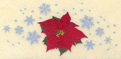 Embroidery Design: Poinsettia with Snowflakes7.01w X 3.31h