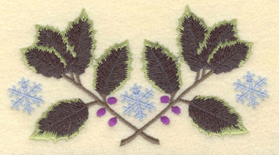 Embroidery Design: Holly with Three Snowflakes5.29w X 2.86h