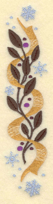 Embroidery Design: Large Vertical Leaves Bows Snowflakes2.51w X 10.51h