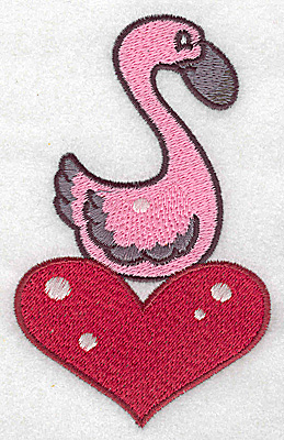 Embroidery Design: Flamingo on heart large 3.03w X 4.90h