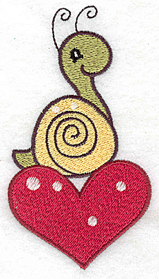 Embroidery Design: Snail on heart large 2.64w X 4.80h