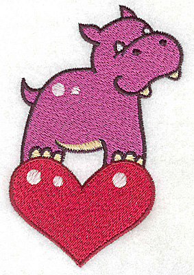 Embroidery Design: Hippo on heart large 3.07w X 4.78h