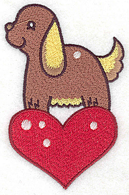 Embroidery Design: Dog on heart large 3.02w X 4.72h