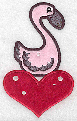 Embroidery Design: Flamingo on heart appliques 3.83w X 6.20h