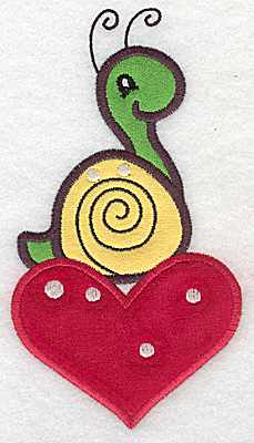 Embroidery Design: Snail on heart appliques 3.35w X 6.10h