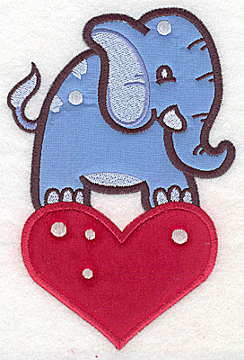 Embroidery Design: Elephant on heart appliques 4.05w X 6.11h