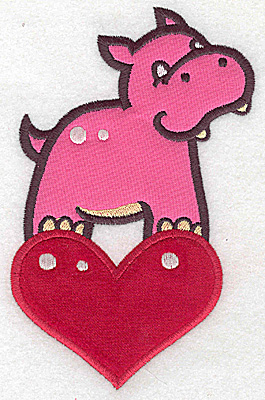 Embroidery Design: Hippo on heart appliques 3.89w X 6.08h