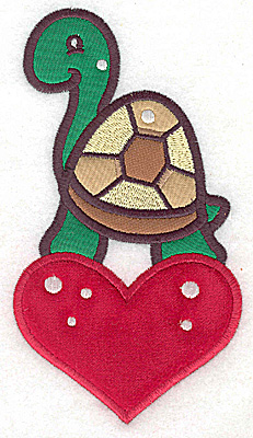 Embroidery Design: Turtle on heart appliques 3.38w X 6.14h