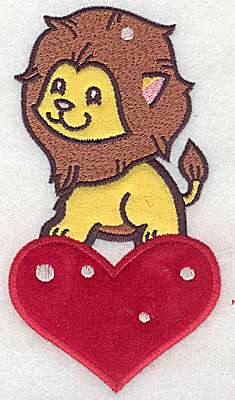 Embroidery Design: Lion on heart appliques 3.29w X 6.00h