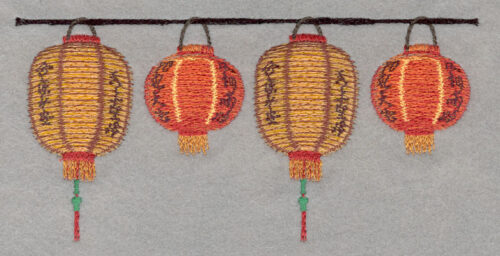 Embroidery Design: Chinese Lanterns Four Small Applique3.62h X 7.54w