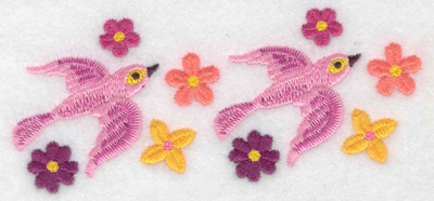 Embroidery Design: Birds pink 4.78w X 1.99h
