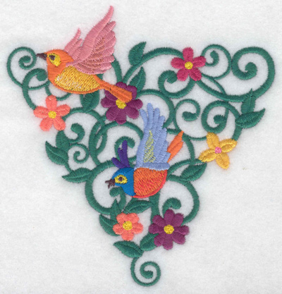 Embroidery Design: Birds in triangle vines 4.72w X 4.95h