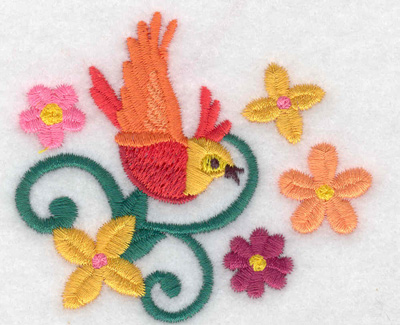 Embroidery Design: Bird vine flowers 3.01w X 2.62h
