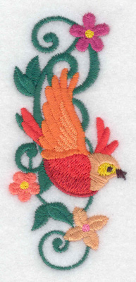 Embroidery Design: Bird orange 1.77w X 3.87h
