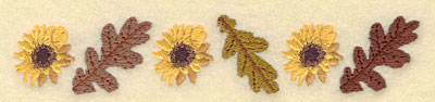 Embroidery Design: Sunflower with Oak Leaves Border5.70w X 1.07h