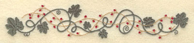 Embroidery Design: Leaf Vine and Berries Border7.51w X 1.43h