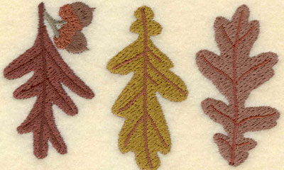 Embroidery Design: Three Oak Leaves3.78w X 2.32h