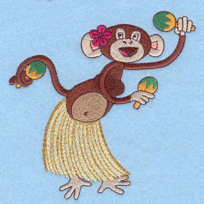 Embroidery Design: Monkey In Hula Skirt Large4.89w X 4.79h