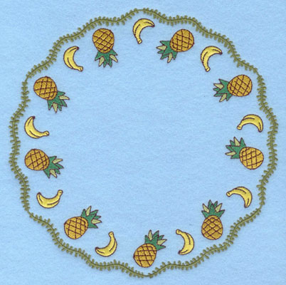 Embroidery Design: Circle Vine Bananas and Pineapples7.47h X 7.43w