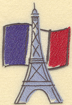 Embroidery Design: Eiffel Tower with French Flag Large3.31w X 4.77h