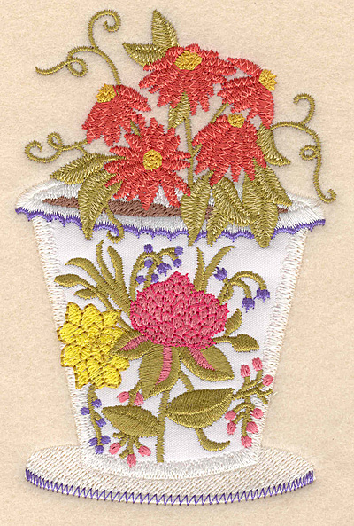 Embroidery Design: Flower pot C applique 3.25"w X 5.00"h